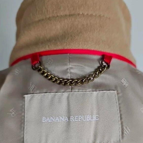 Banana Republic Camel Wool Faux Fur Zip Cuff Jacket Large, NEW! - Picture 5 of 5